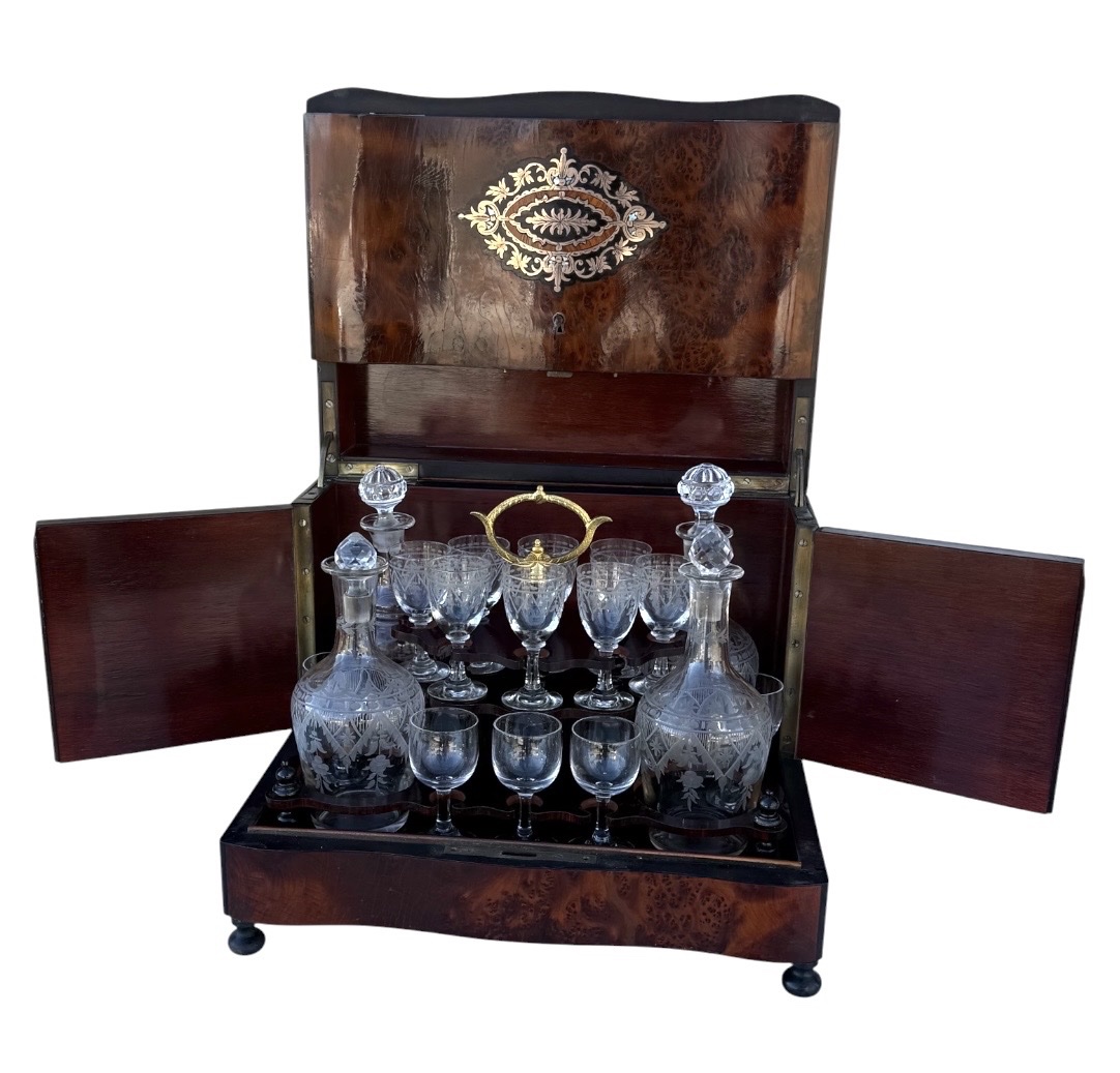 E.p. Napoleon III Liquor Cabinet  Thuja Burl & Boulle Marquetry/mother-of-pearl -photo-4