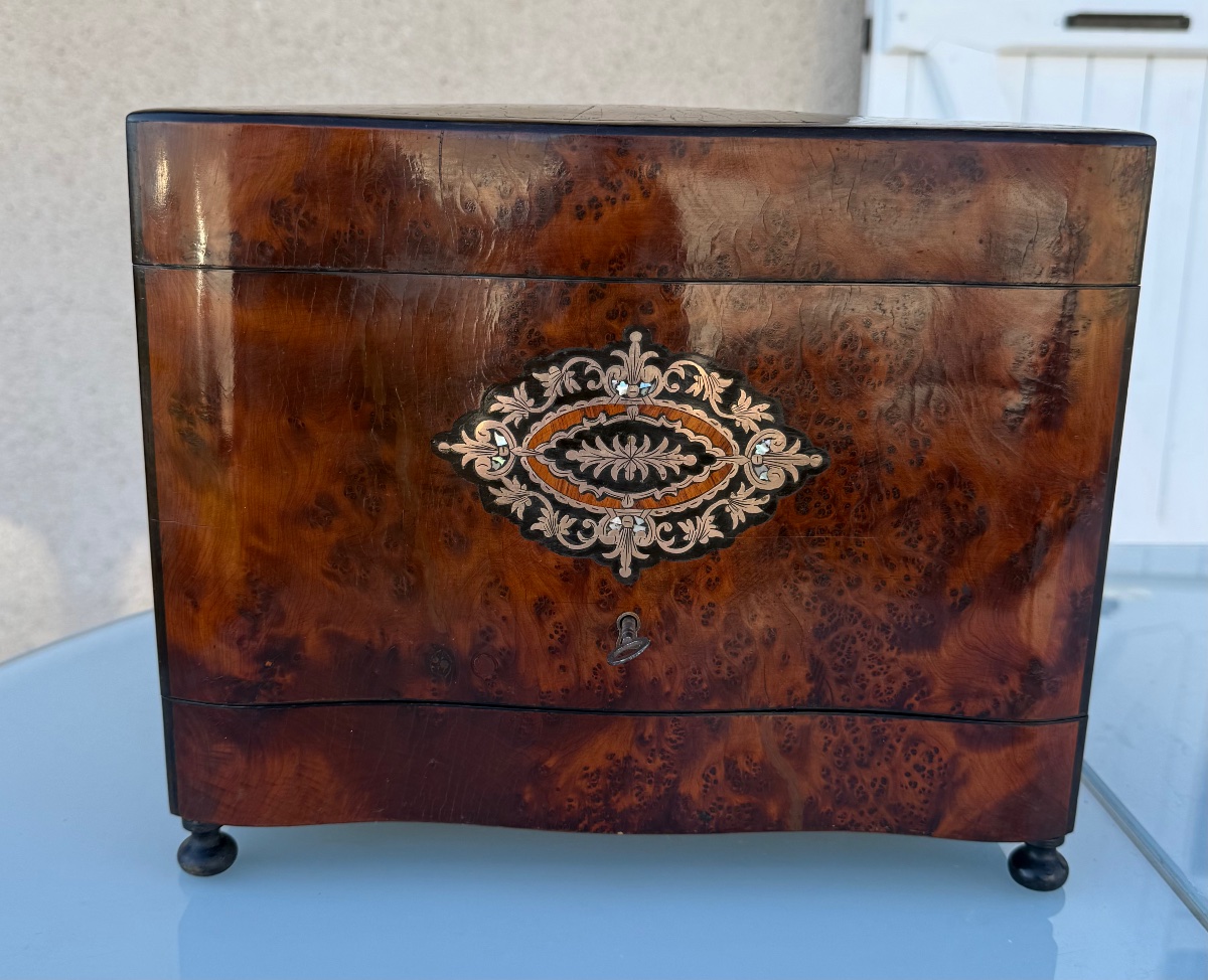 E.p. Napoleon III Liquor Cabinet  Thuja Burl & Boulle Marquetry/mother-of-pearl -photo-6