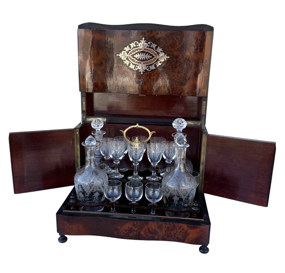 E.p. Napoleon III Liquor Cabinet  Thuja Burl & Boulle Marquetry/mother-of-pearl 