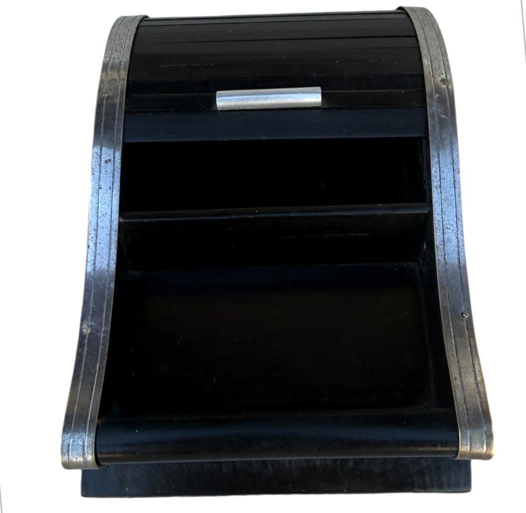 Art Deco Lacquer And Chrome Roll-top Cabinet -photo-2