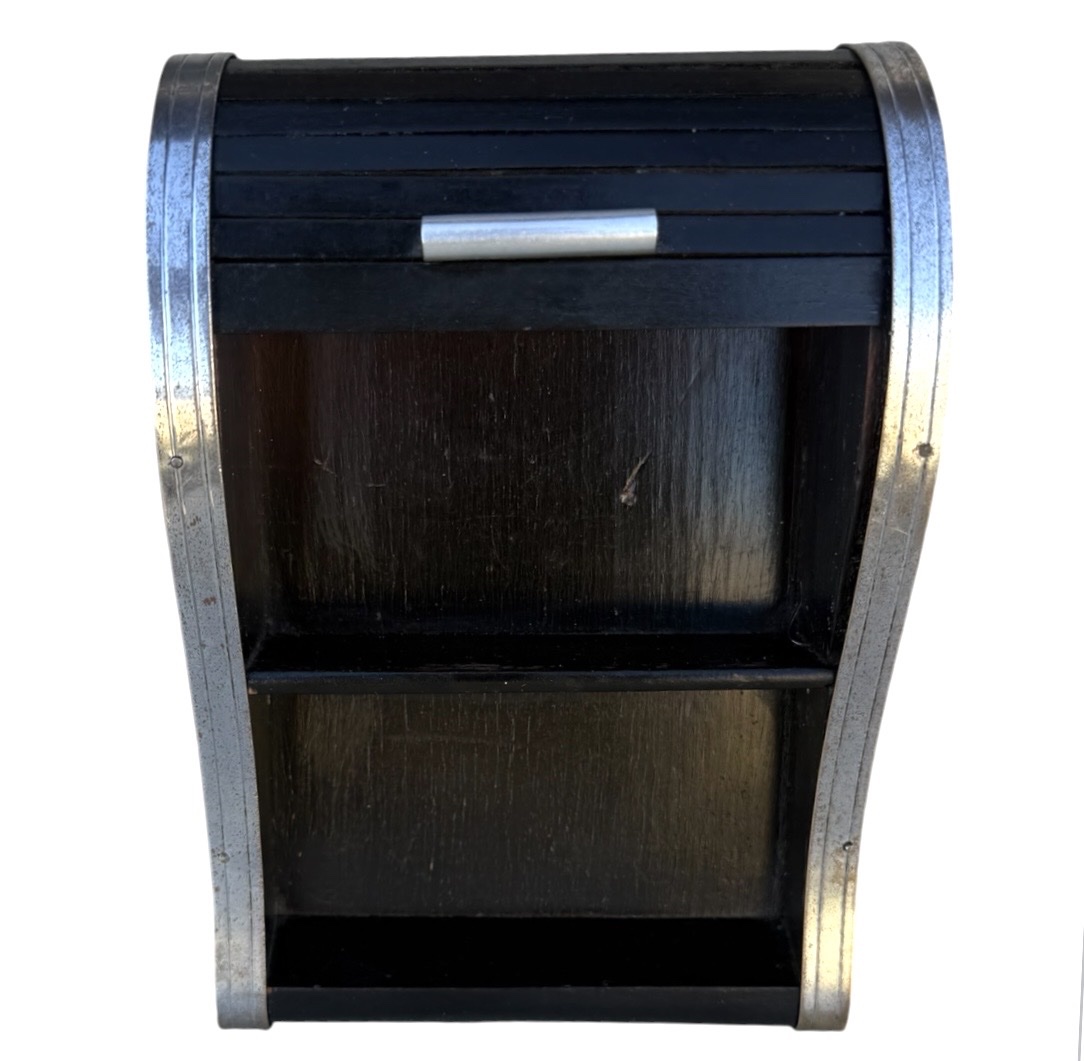 Art Deco Lacquer And Chrome Roll-top Cabinet -photo-4