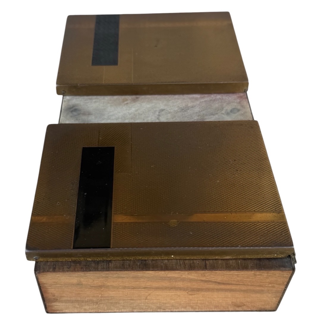 Art Deco Box, Guilloché Metal, Parchment, And Black Enamel-photo-4