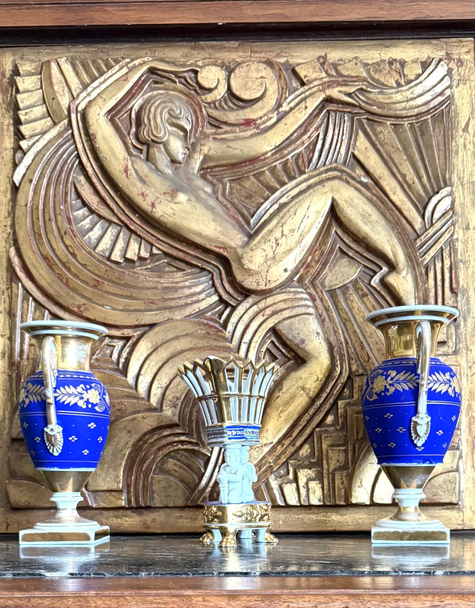 "empire" Porcelain Set In Sèvres Blue & Gold Gilding -photo-2