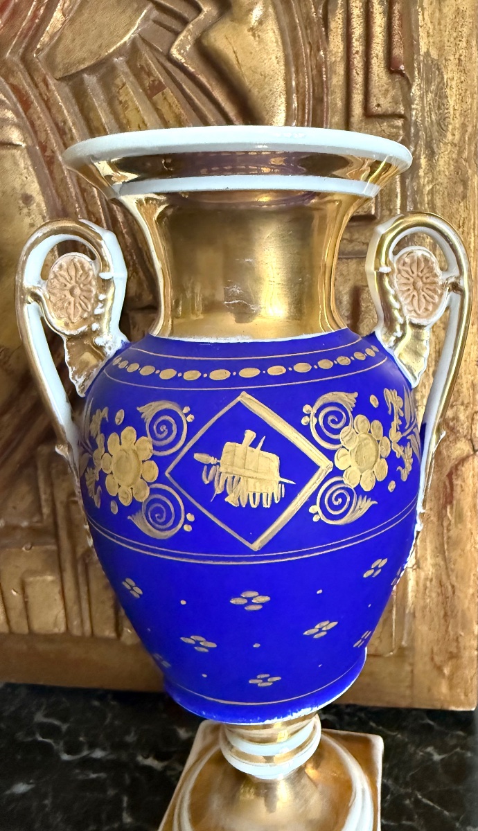 "empire" Porcelain Set In Sèvres Blue & Gold Gilding -photo-3