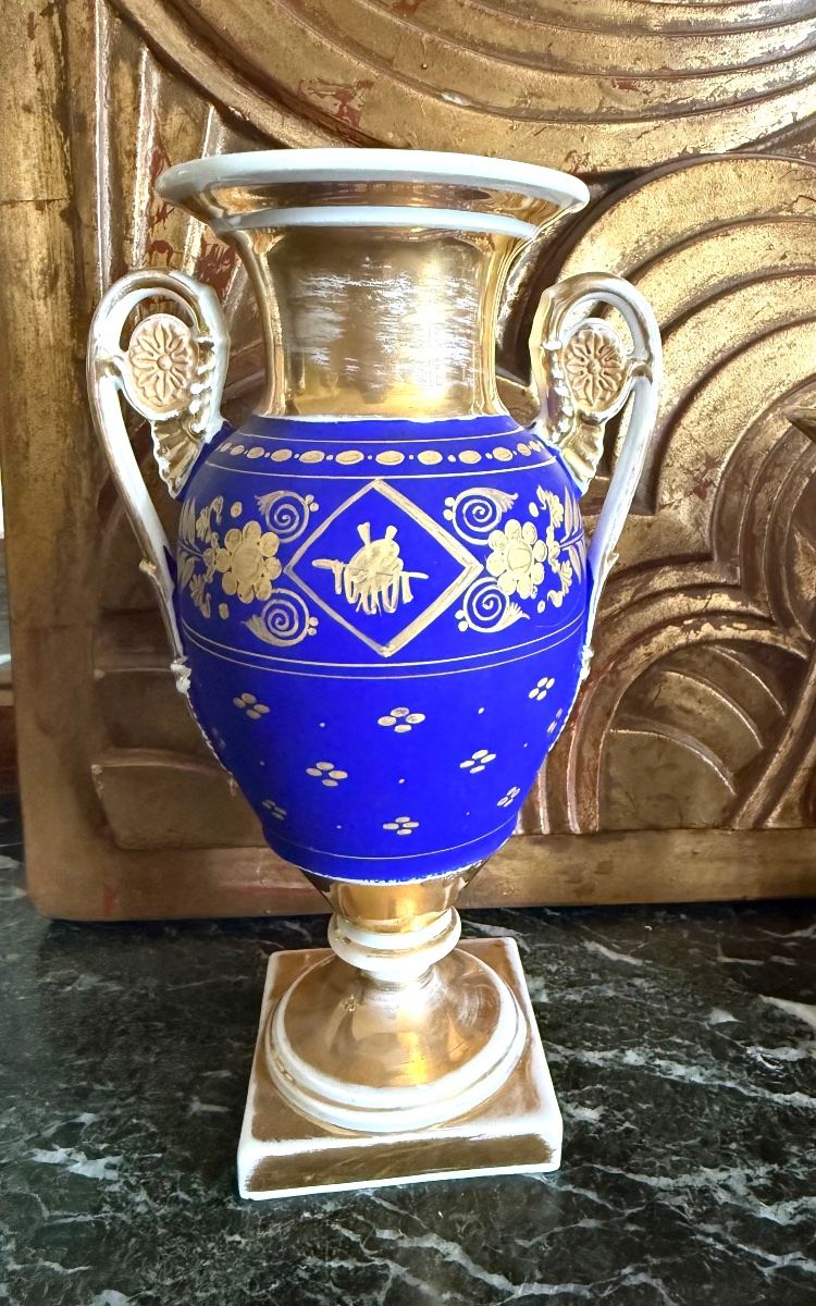 "empire" Porcelain Set In Sèvres Blue & Gold Gilding -photo-4