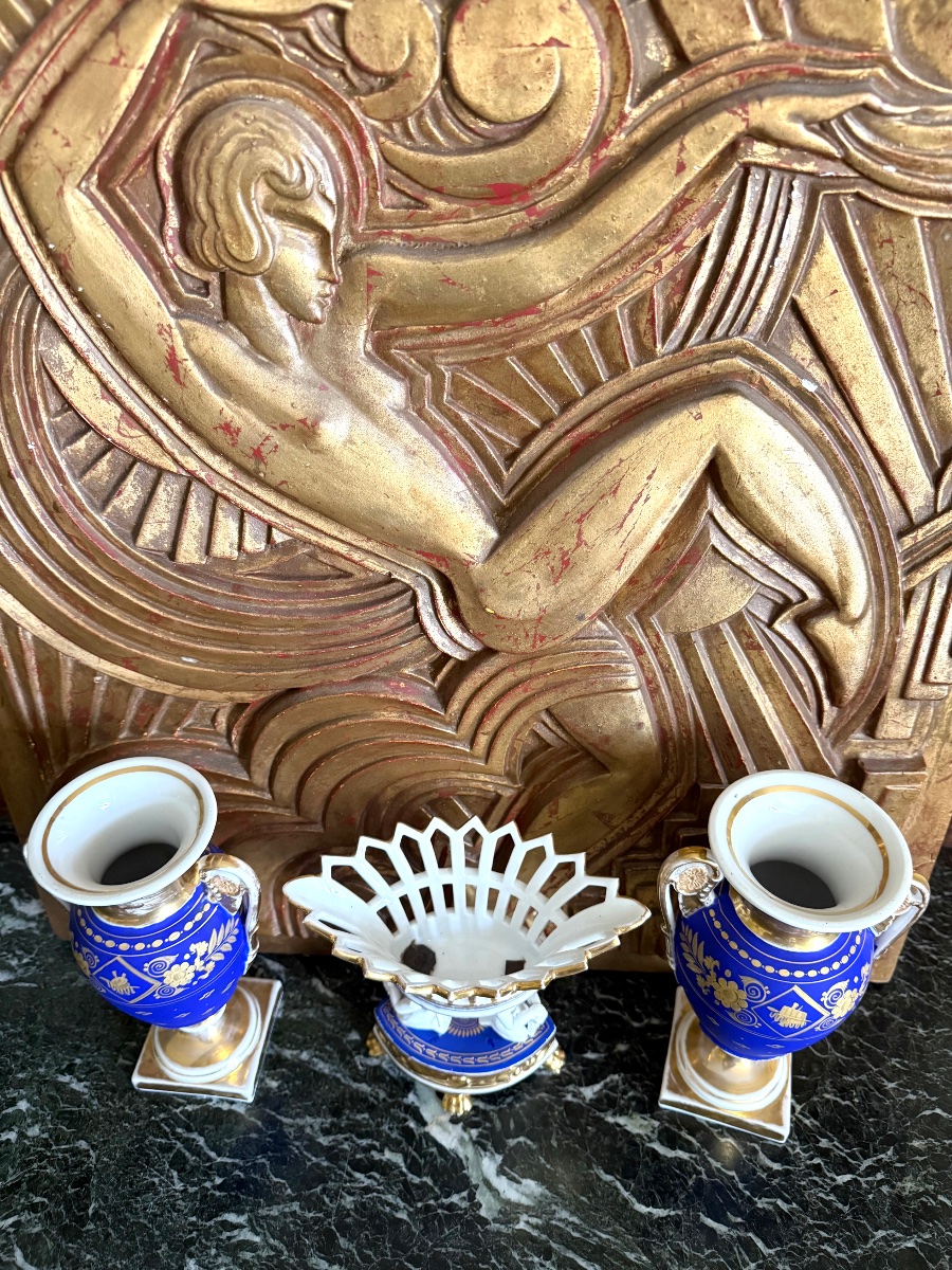 "empire" Porcelain Set In Sèvres Blue & Gold Gilding -photo-5