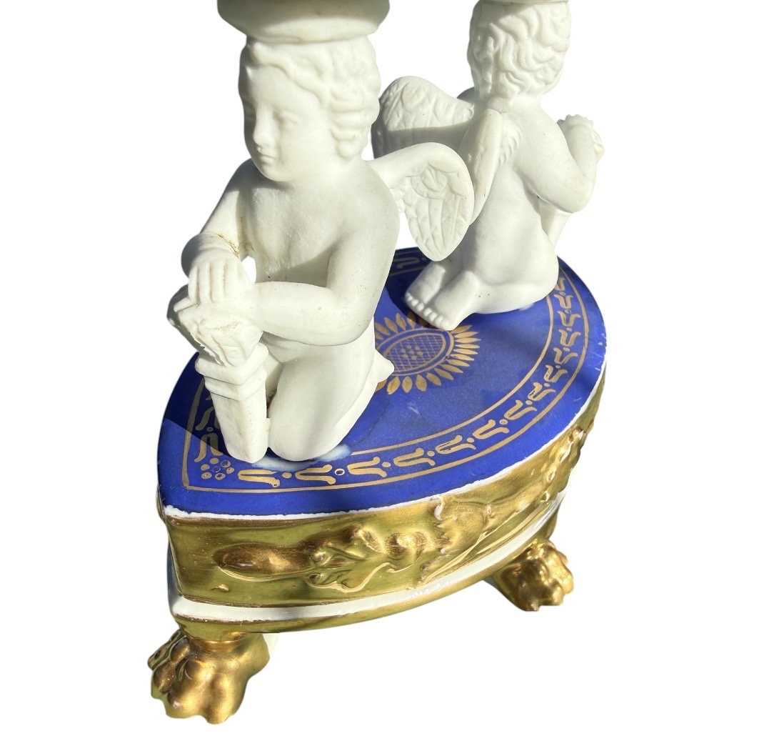 "empire" Porcelain Set In Sèvres Blue & Gold Gilding -photo-7