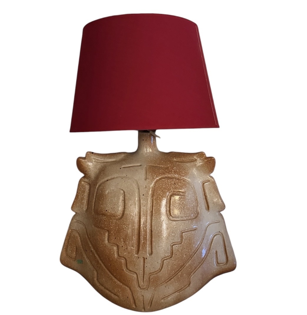  Large Owl Lamp Made Of Stoneware (1970s – Brutalist Style)-photo-2