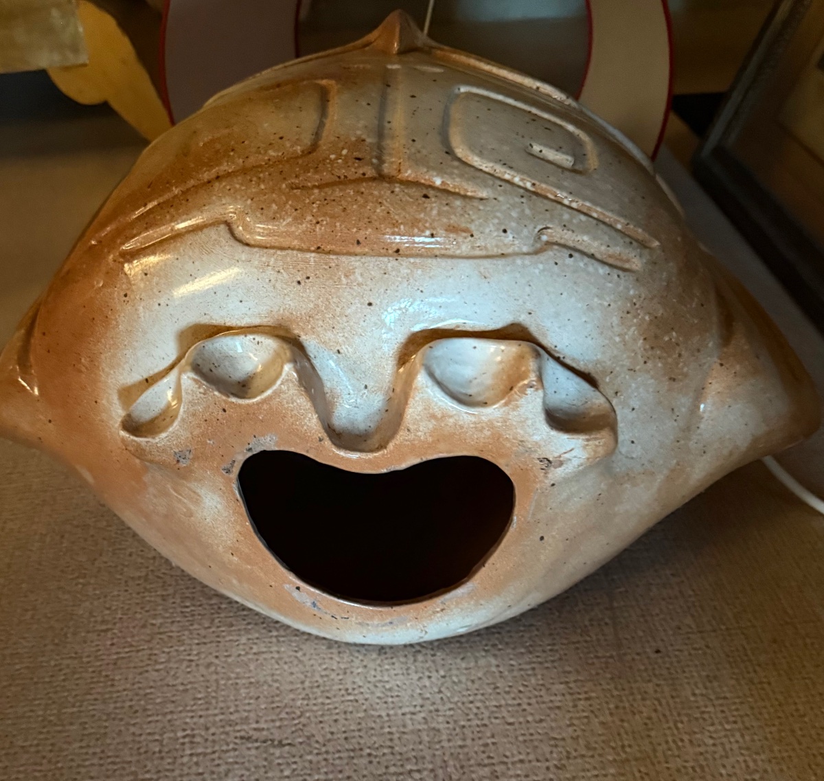  Large Owl Lamp Made Of Stoneware (1970s – Brutalist Style)-photo-3