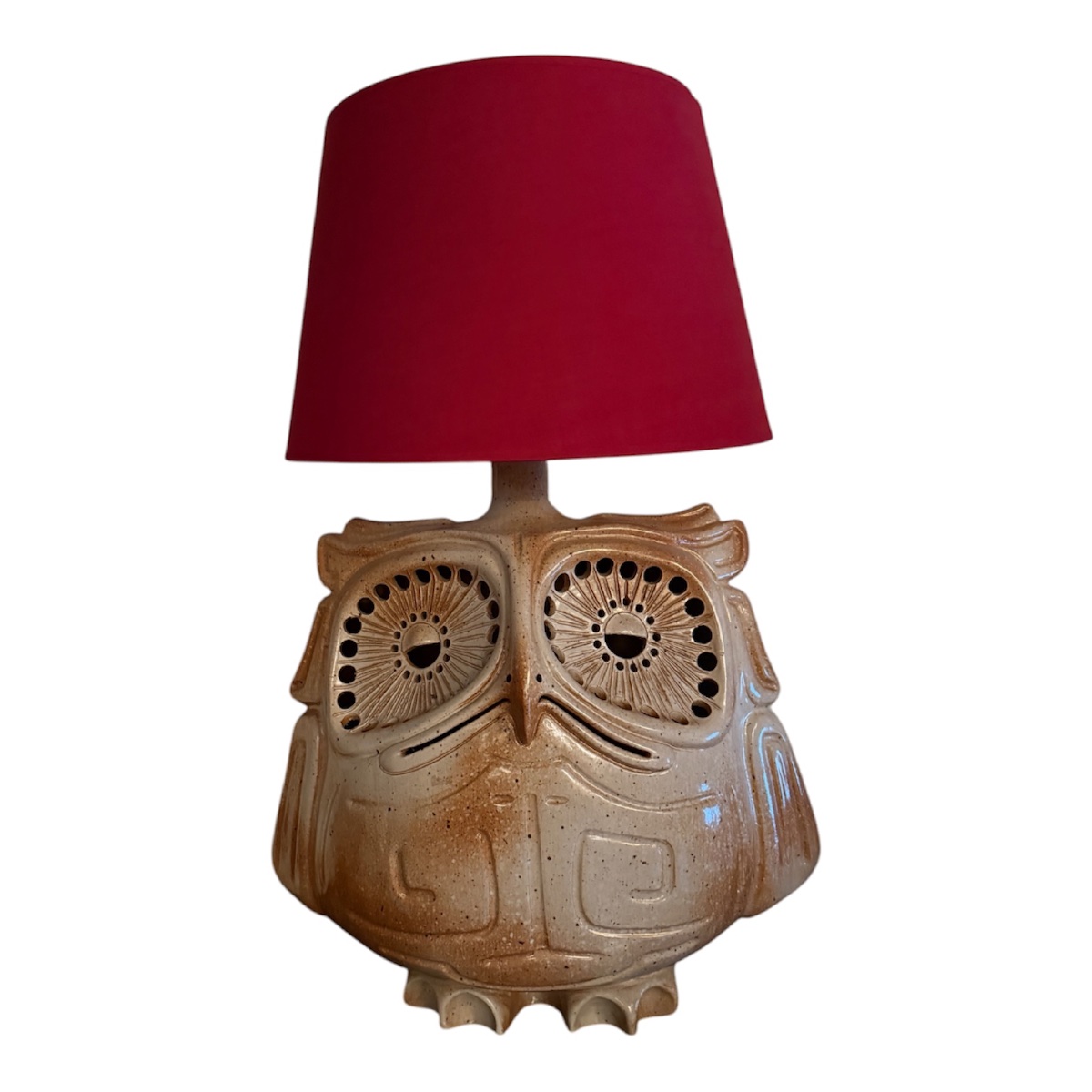  Large Owl Lamp Made Of Stoneware (1970s – Brutalist Style)-photo-3