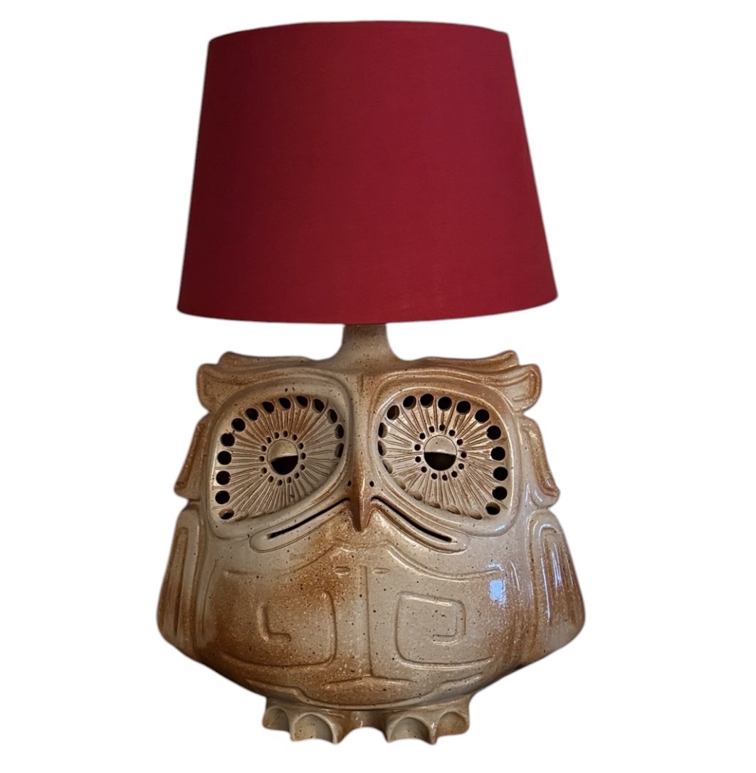  Large Owl Lamp Made Of Stoneware (1970s – Brutalist Style)