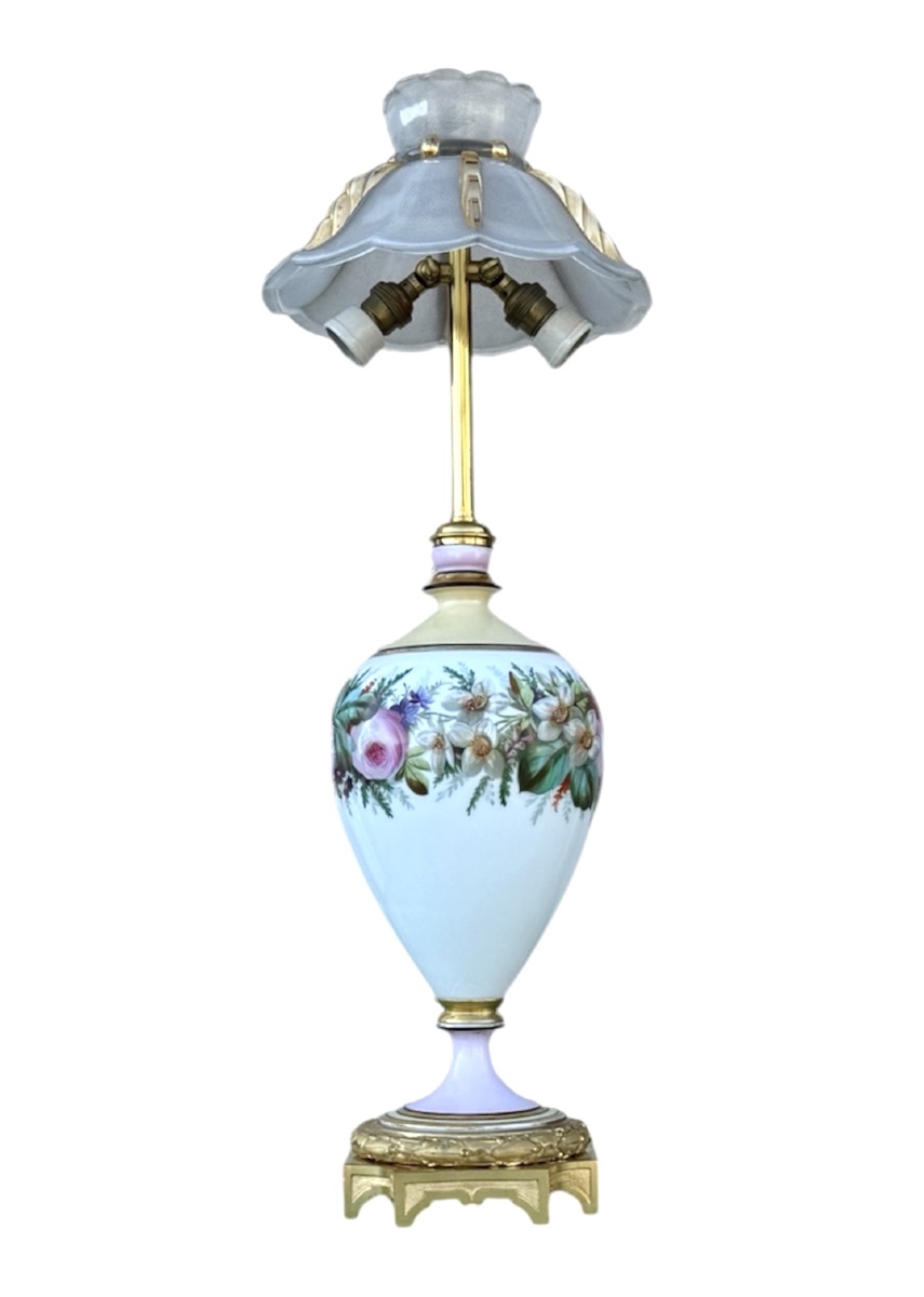 Large 19th-century Parisian Porcelain Lamp-photo-2