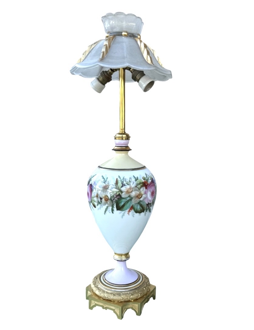 Large 19th-century Parisian Porcelain Lamp-photo-4