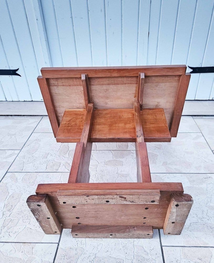 Modernist Art Deco Side Table In Walnut With Glass Top - Circa 1930-photo-4