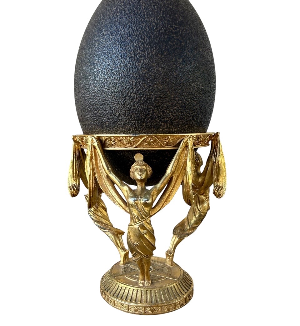 Œuf décoratif monté en bronze doré st Empire/néoclassique)-photo-4