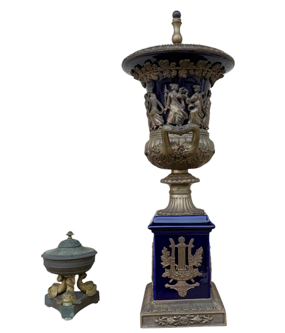 Large Medici "st. Empire" Vase In Blue De Sèvres And Patinated Bronze-photo-3