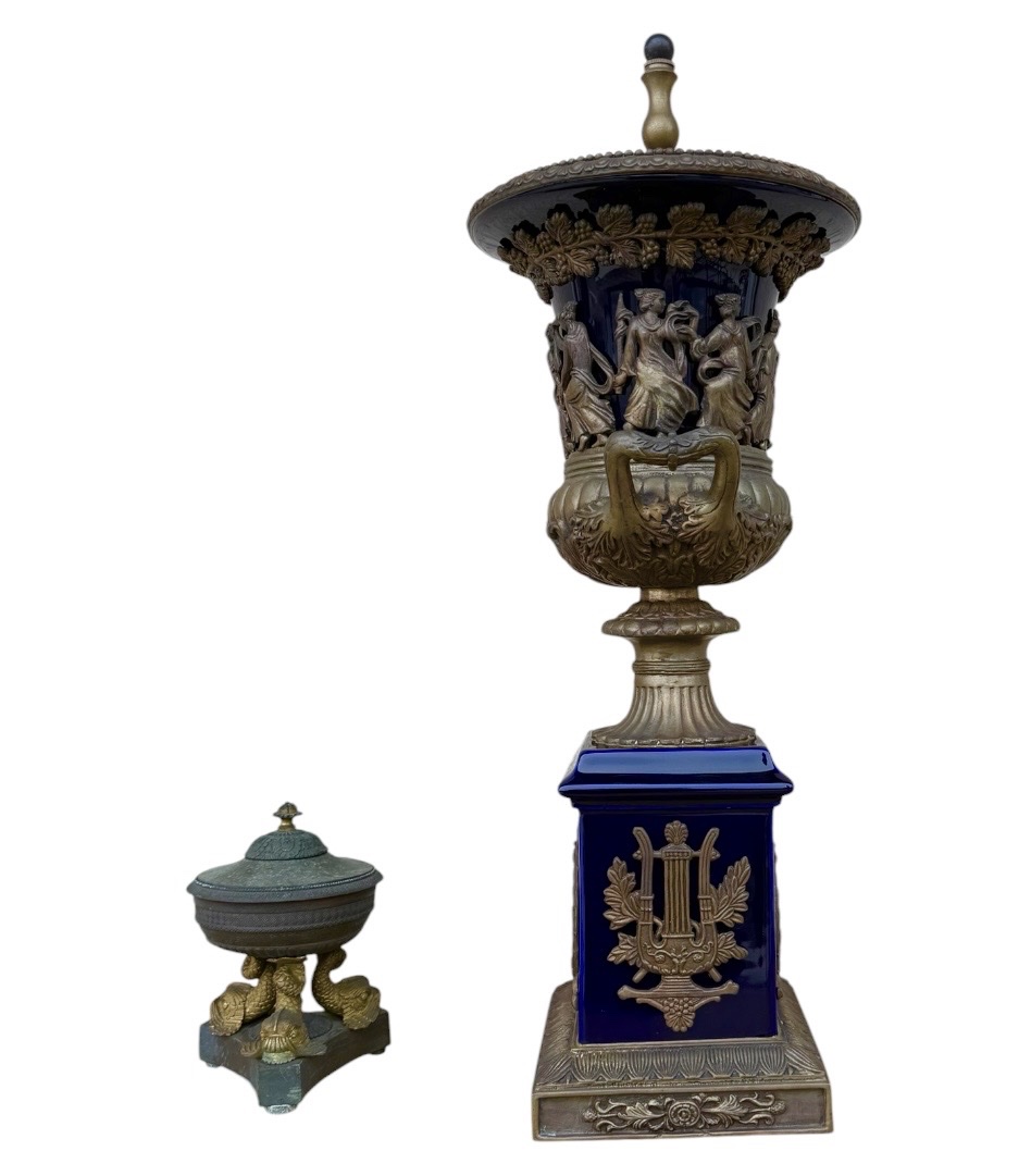 Large Medici "st. Empire" Vase In Blue De Sèvres And Patinated Bronze-photo-4
