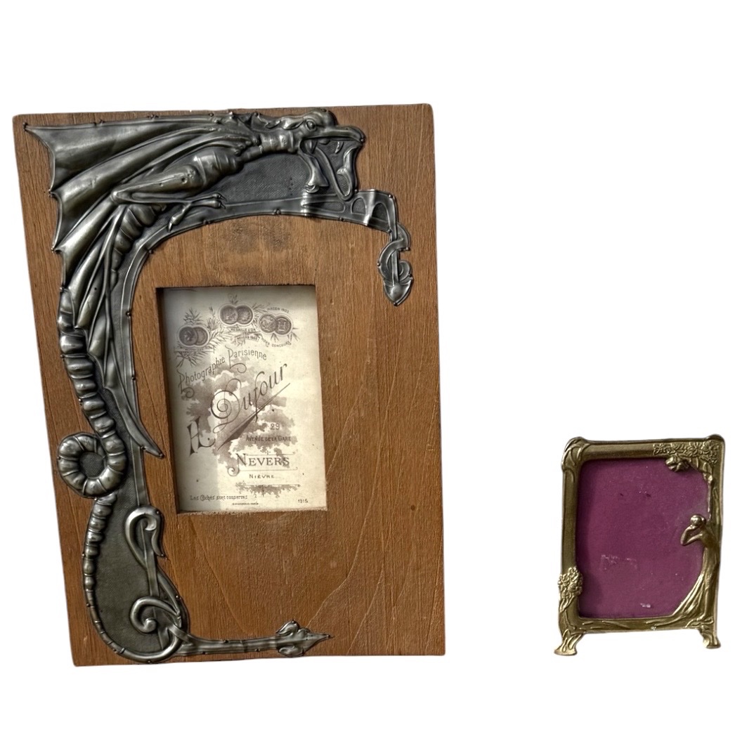 Set Of 2 Art Nouveau Photo Frames: A Dragon-themed Frame And A Small Frame In The-photo-2
