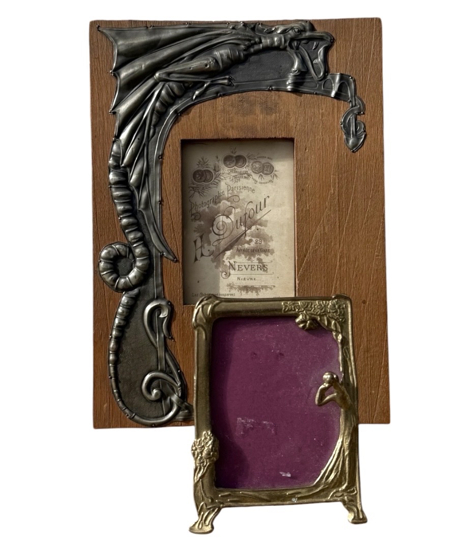 Set Of 2 Art Nouveau Photo Frames: A Dragon-themed Frame And A Small Frame In The-photo-3