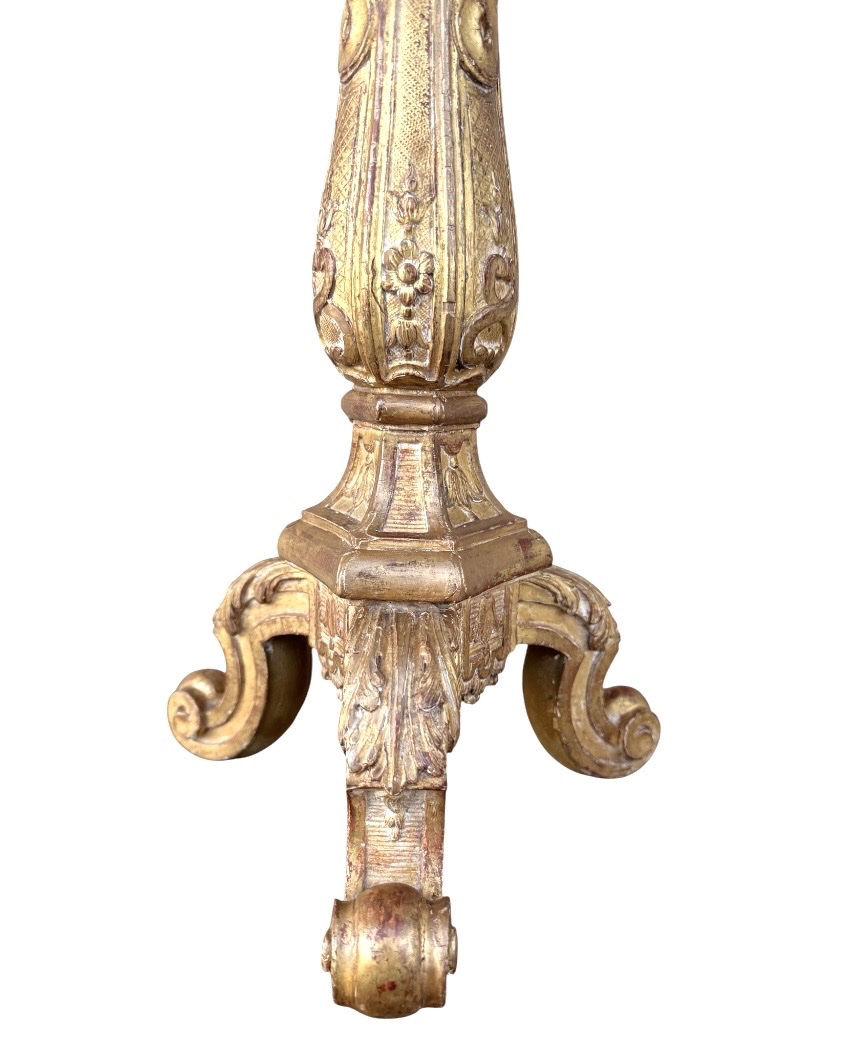 Candélabres Bois Sculpté et Doré Attribuée à la Maison Carlhian-photo-2