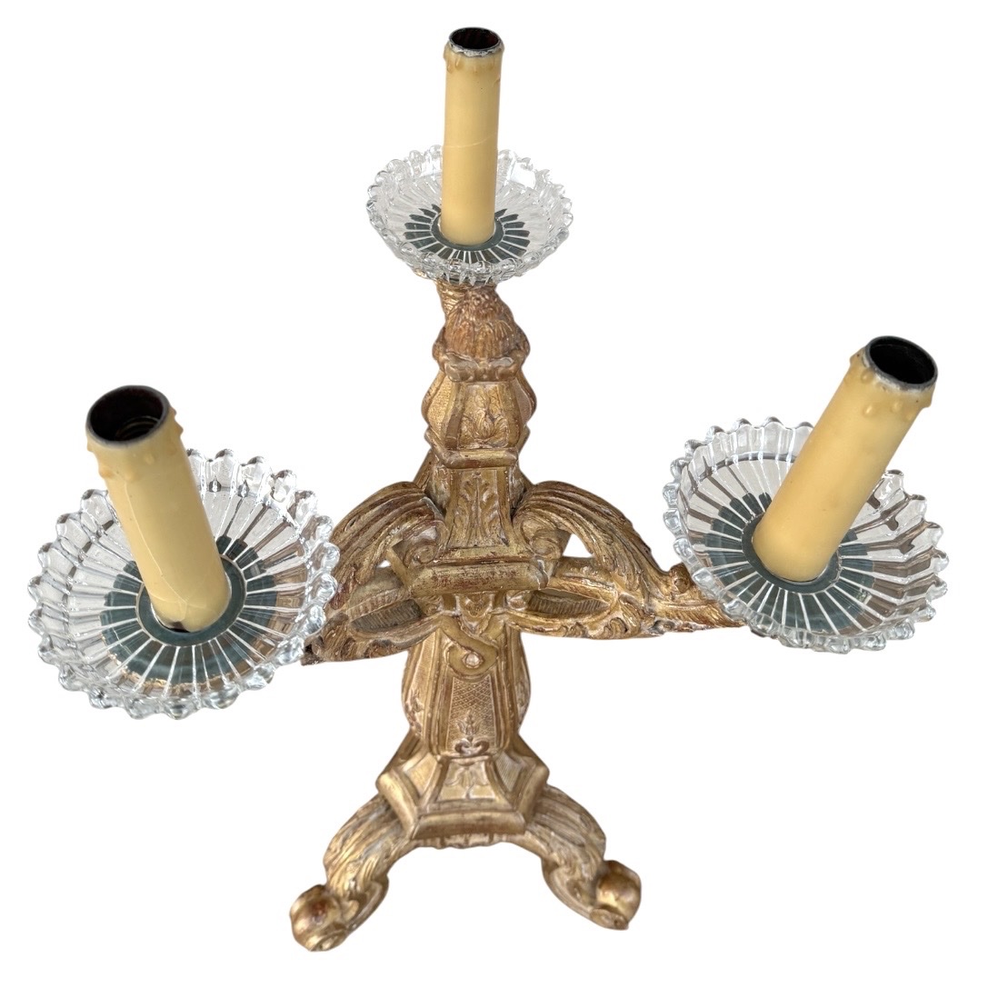 Candélabres Bois Sculpté et Doré Attribuée à la Maison Carlhian-photo-1