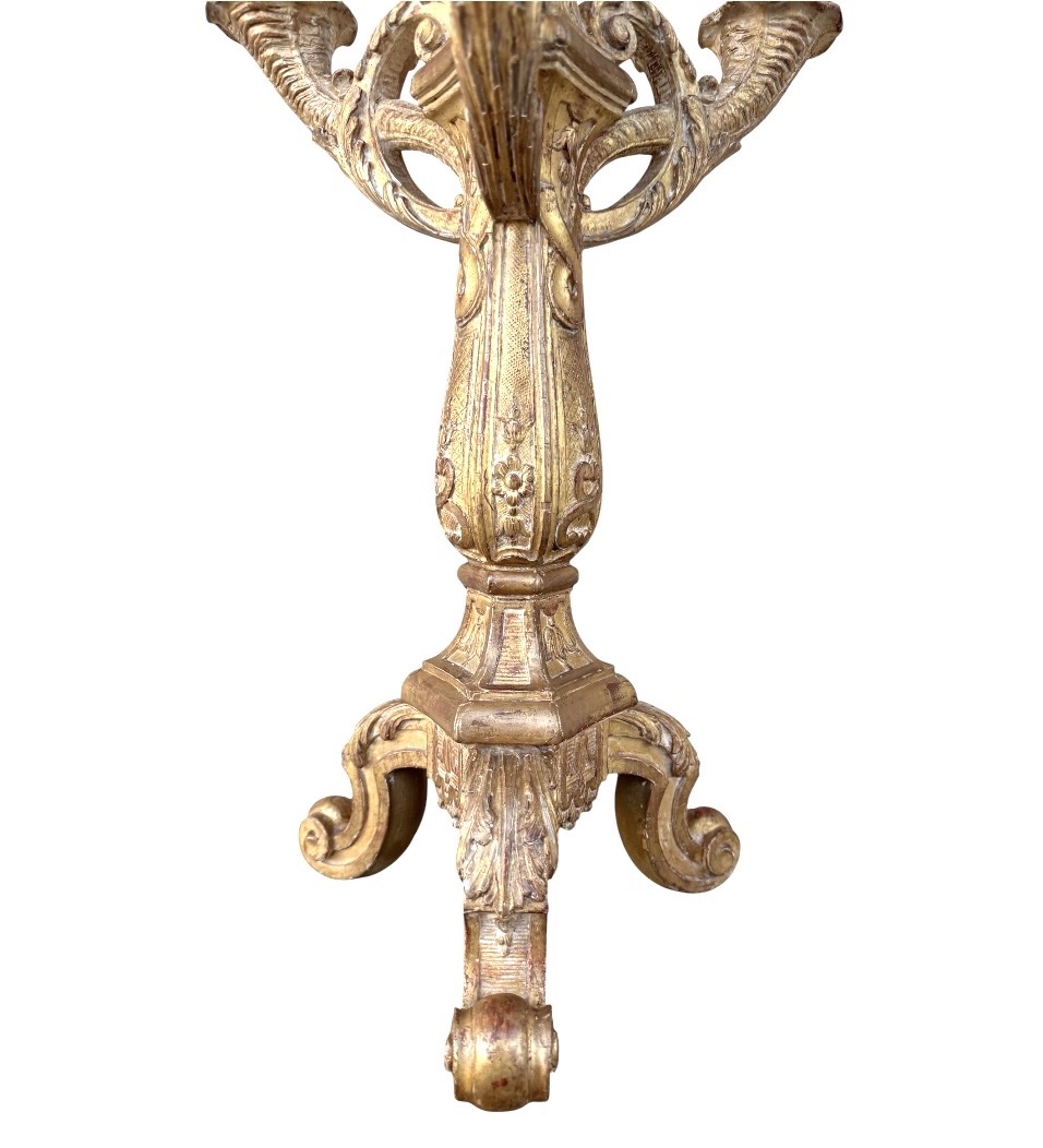 Candélabres Bois Sculpté et Doré Attribuée à la Maison Carlhian-photo-4