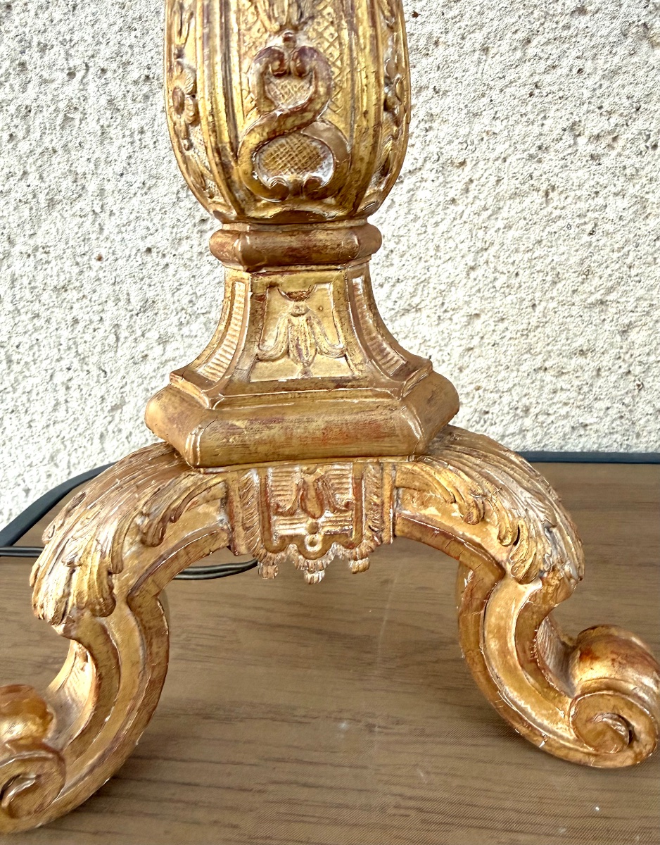 Candélabres Bois Sculpté et Doré Attribuée à la Maison Carlhian-photo-5