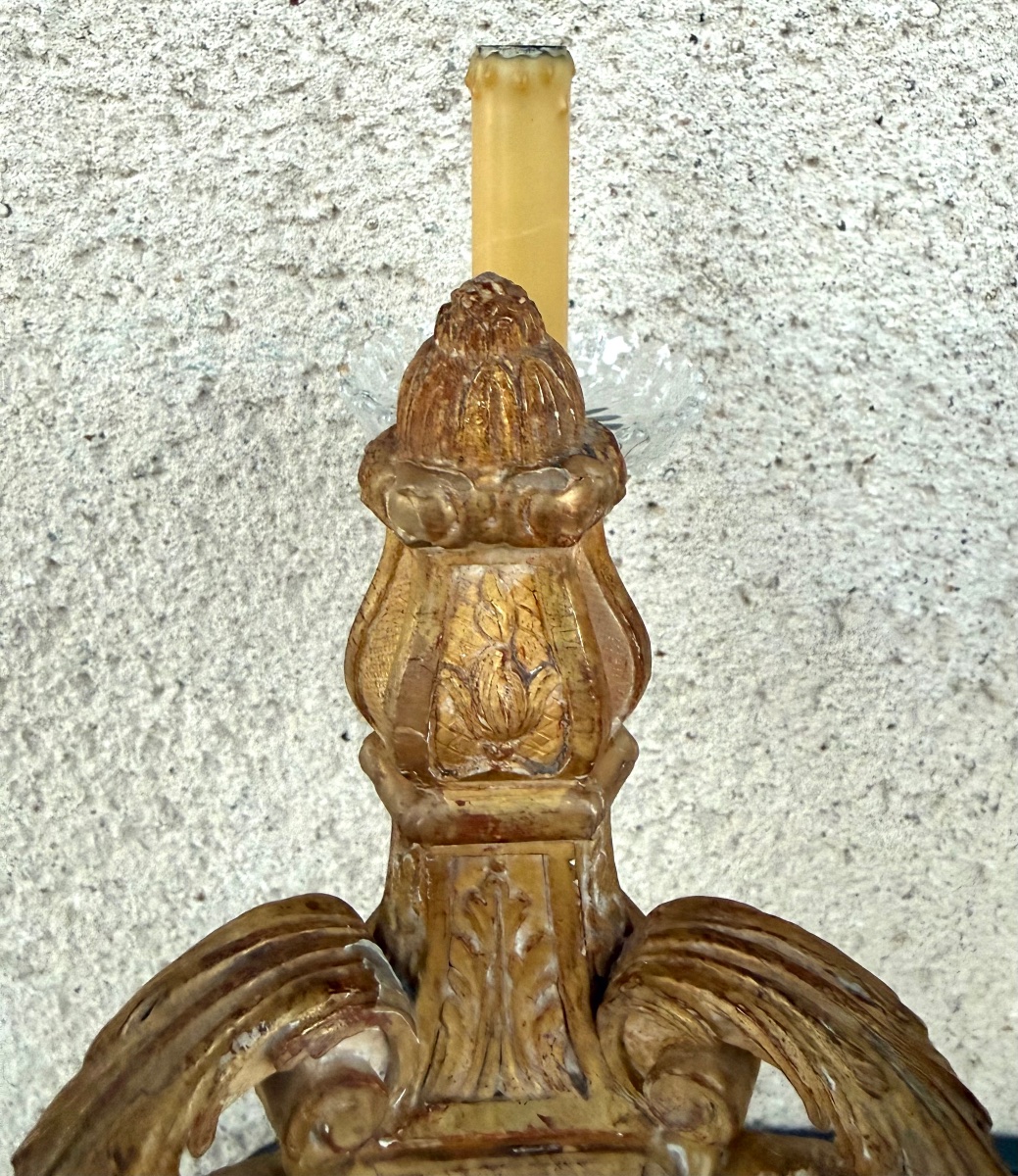 Candélabres Bois Sculpté et Doré Attribuée à la Maison Carlhian-photo-6