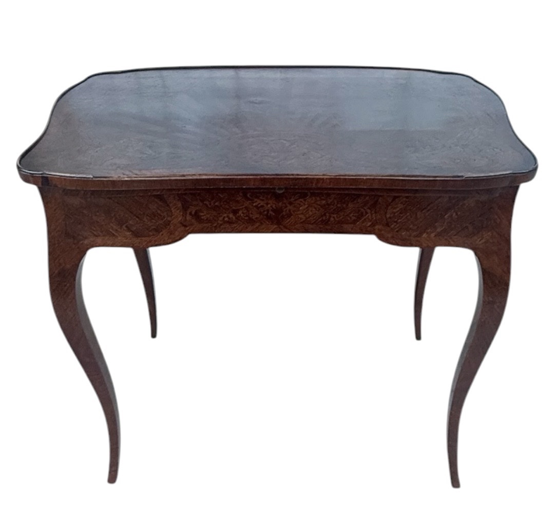 table de salon formant table à écrire st Louis XV en marqueterie de bois de violette, sat-photo-3