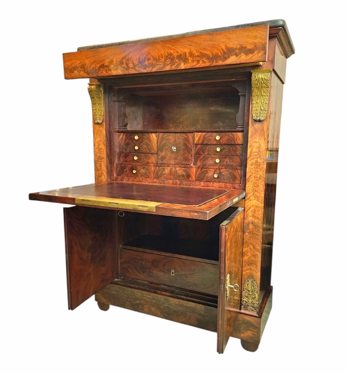 Counterweighted Secretary Desk & Mercury-gilded Bronze, Circa 1820 -photo-4