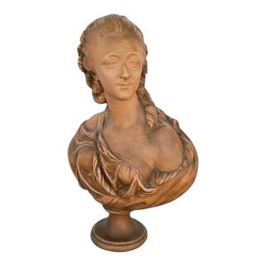 Bust Of Madame Du Barry, Based On Augustin Pajou's Design, In Patined Plaster