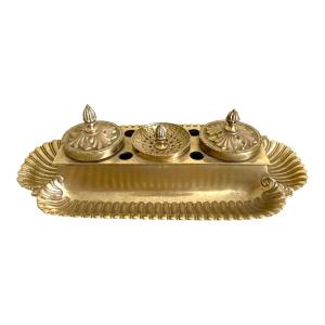 Encrier de bureau en bronze Empire / Restauration