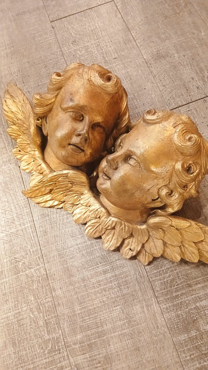 Têtes d'anges en bois dore-photo-2
