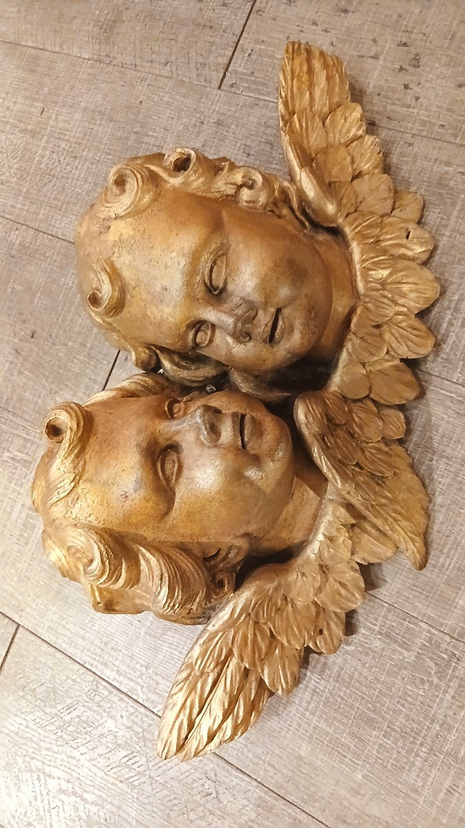 Têtes d'anges en bois dore-photo-3