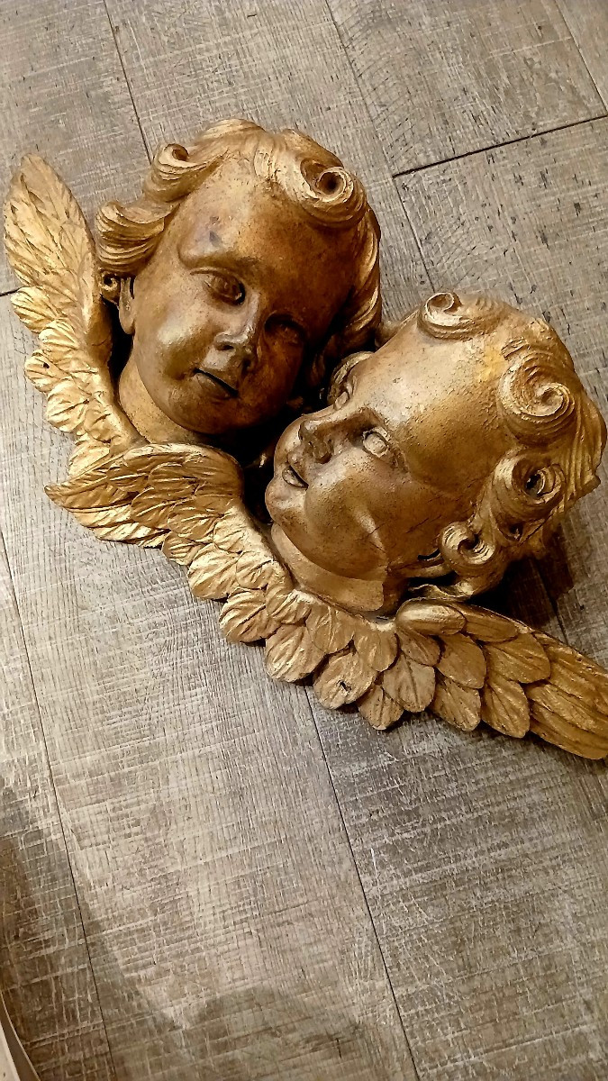 Têtes d'anges en bois dore-photo-4
