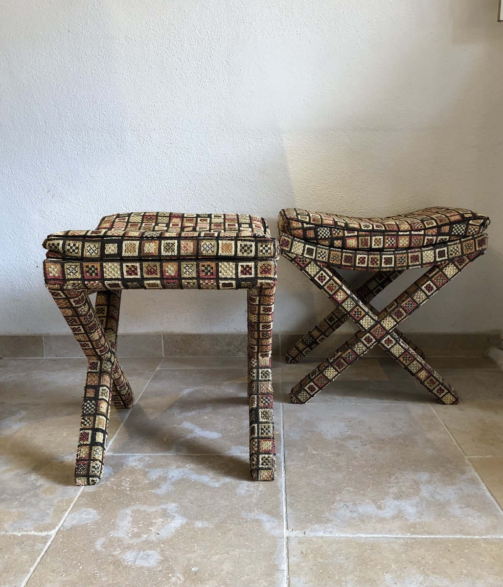 Paire de tabourets 1970 David Hicks -photo-4