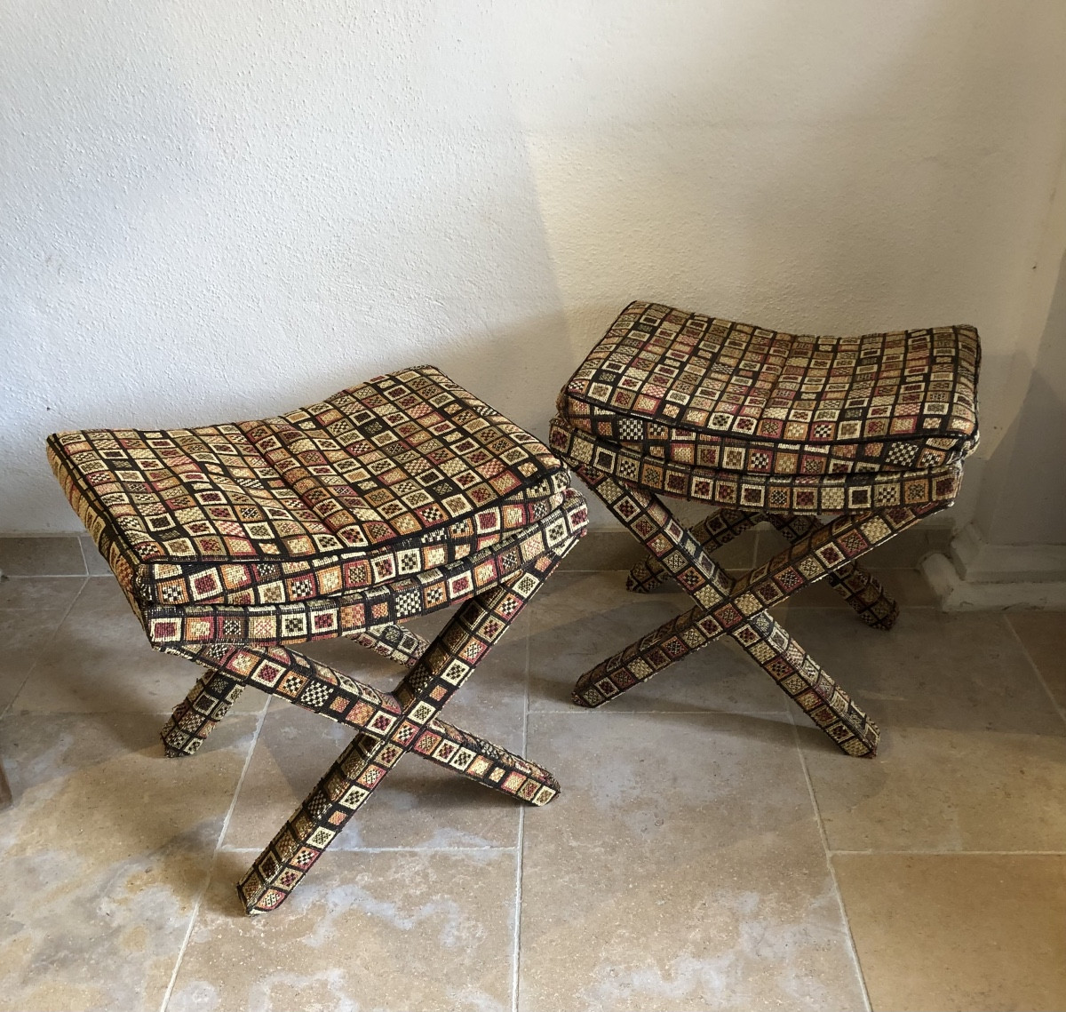 Paire de tabourets 1970 David Hicks 