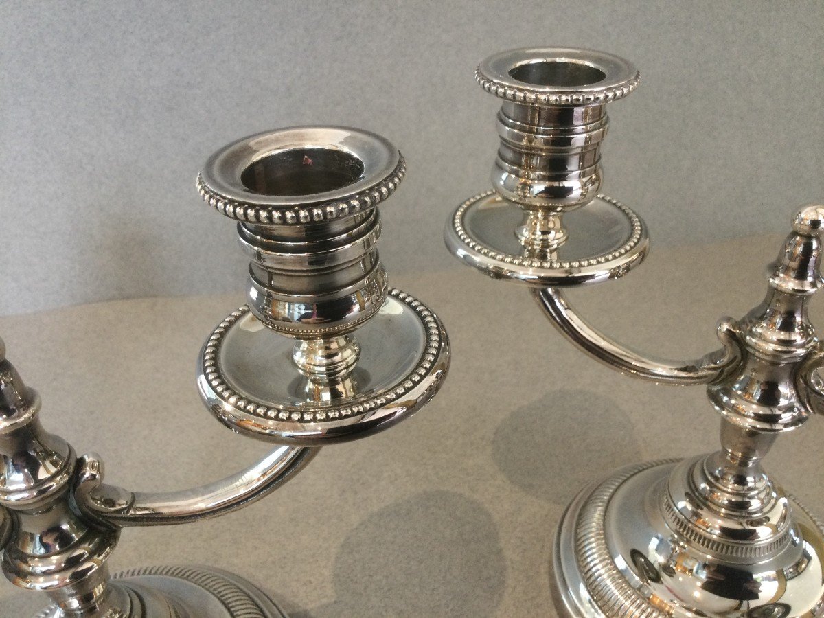 Pair Of Silver Metal Candlesticks-photo-4