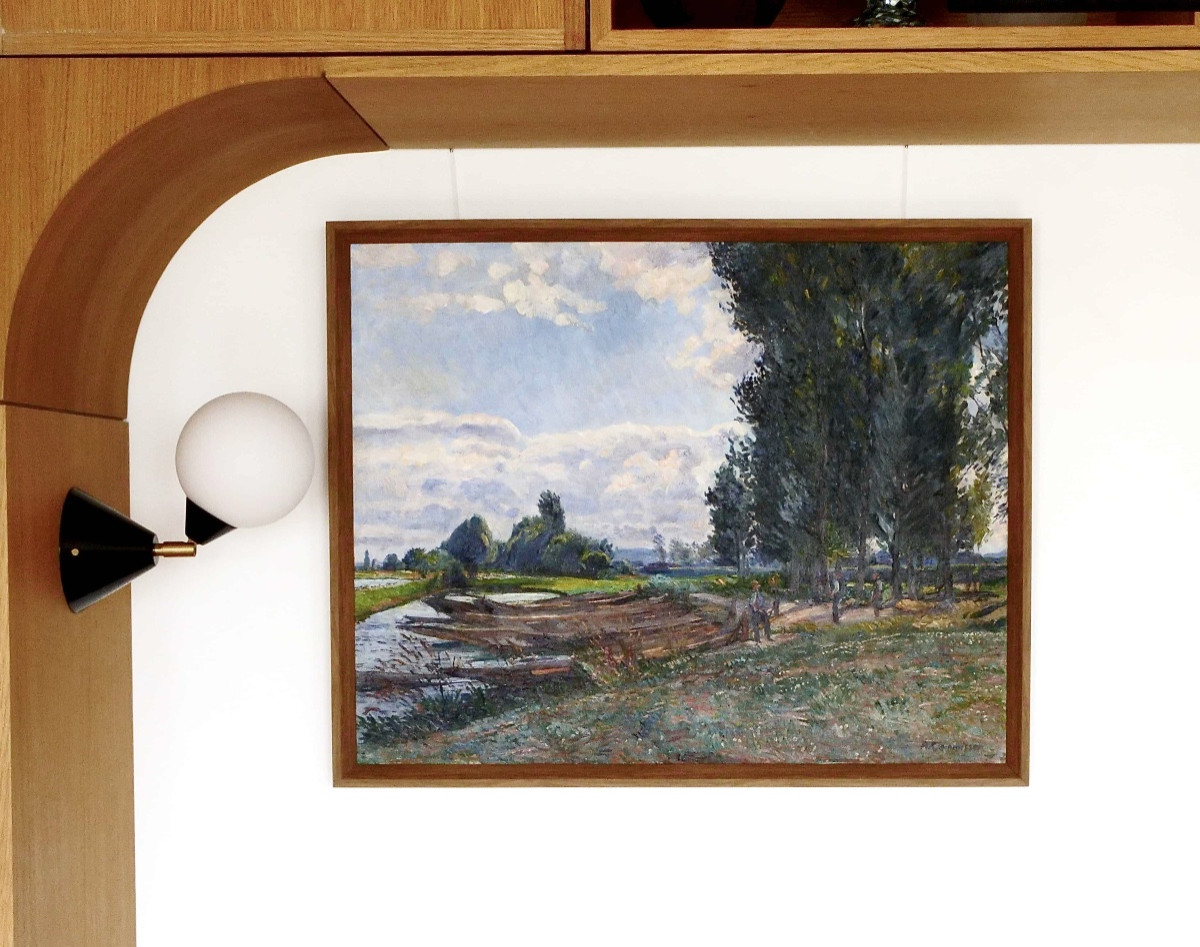 Au Bord Du Canal, Huile Sur Toile Signée A. Camissar-photo-4