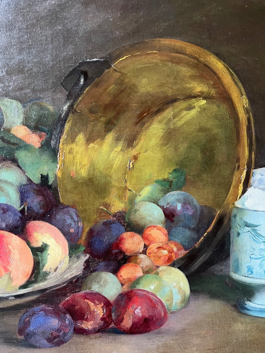 Still Life With Fruits, Signed Emile Bellynck, Dated 1894-photo-4