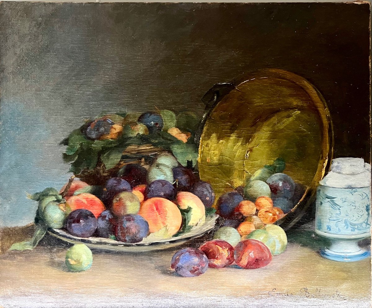 Still Life With Fruits, Signed Emile Bellynck, Dated 1894