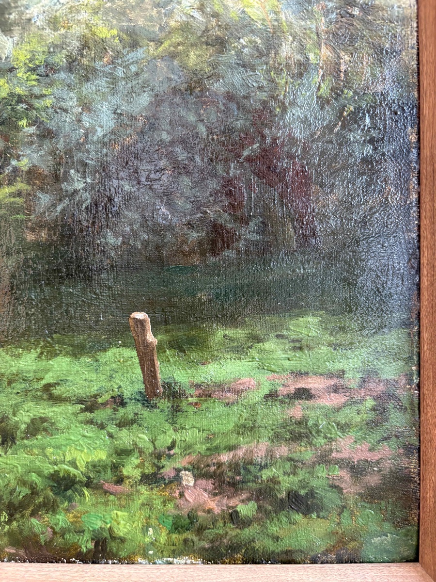 Vache au pâturage, huile sur toile fin XIXe siècle-photo-6