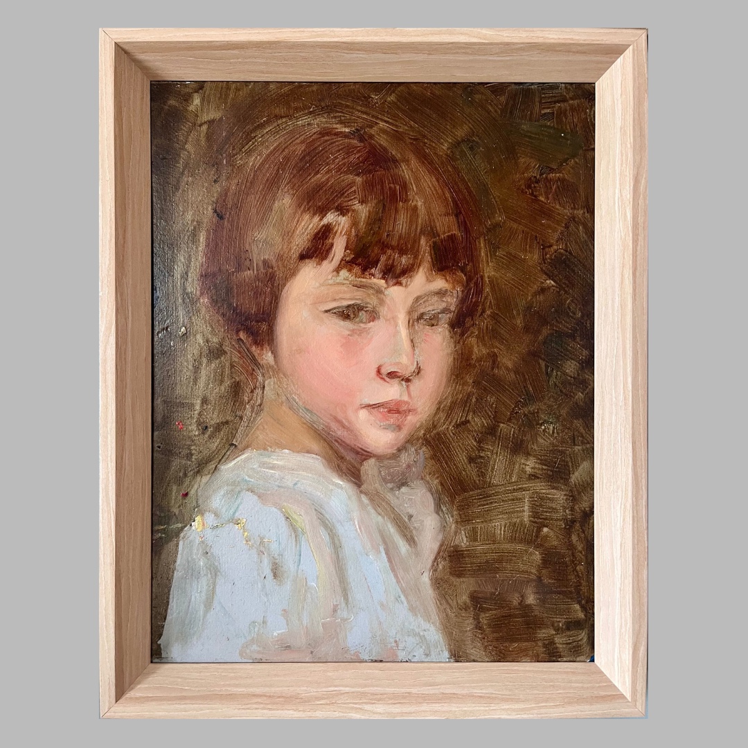 Portrait de fillette, huile sur carton , circa années 30