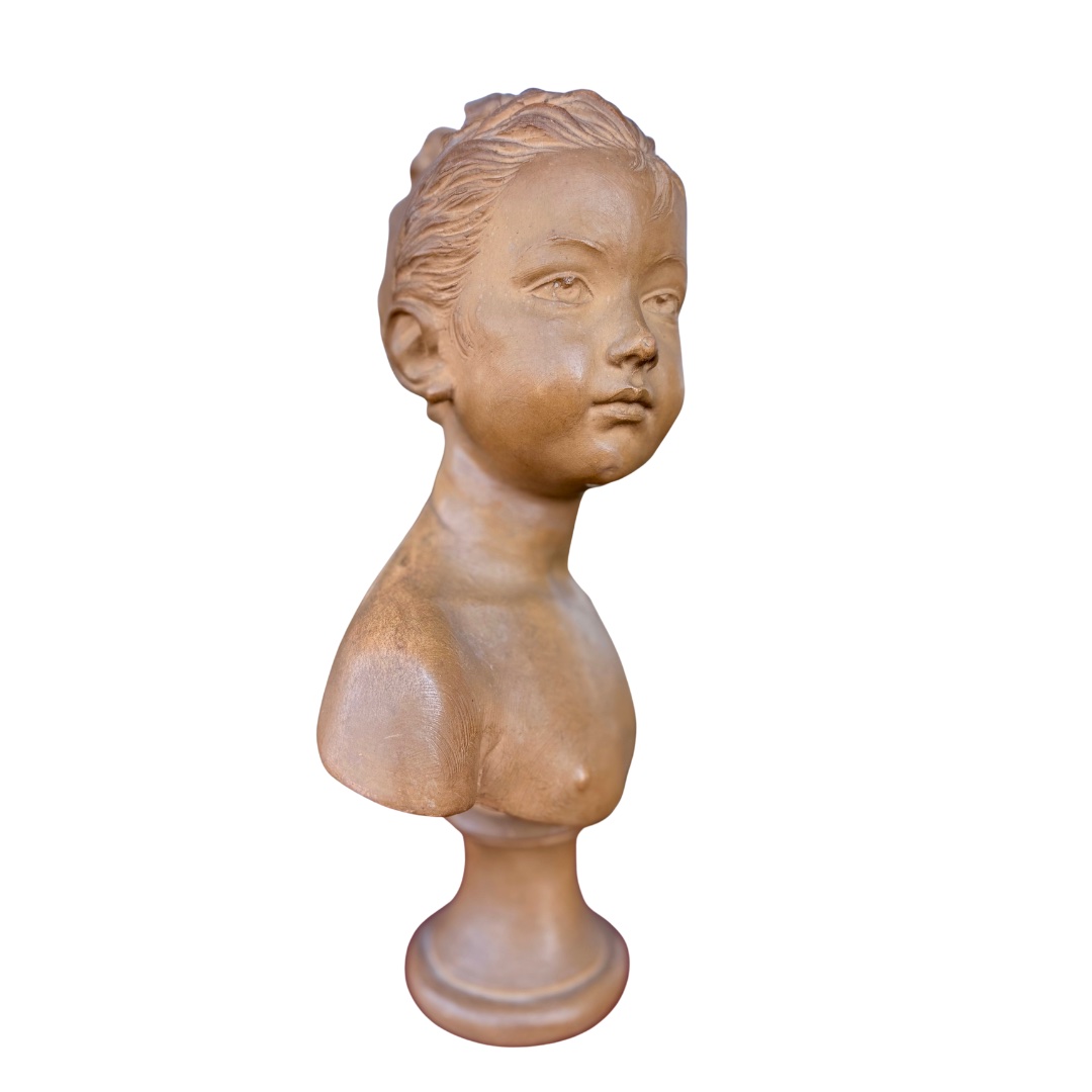 Buste de Louise Brongniart d'après Jean Antoine Houdon, en terre cuite.-photo-3