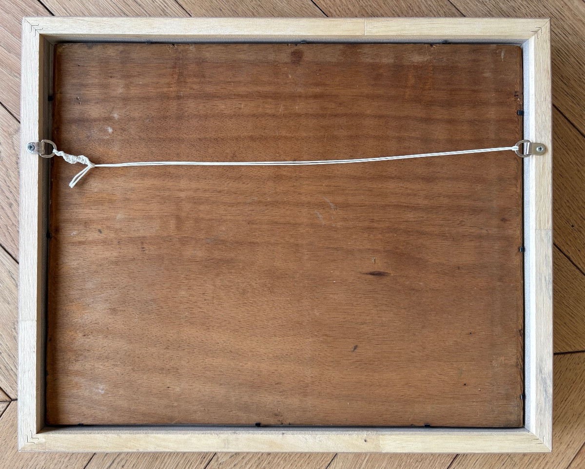 Paysage méditerranéen au couteau, huile sur bois-photo-6