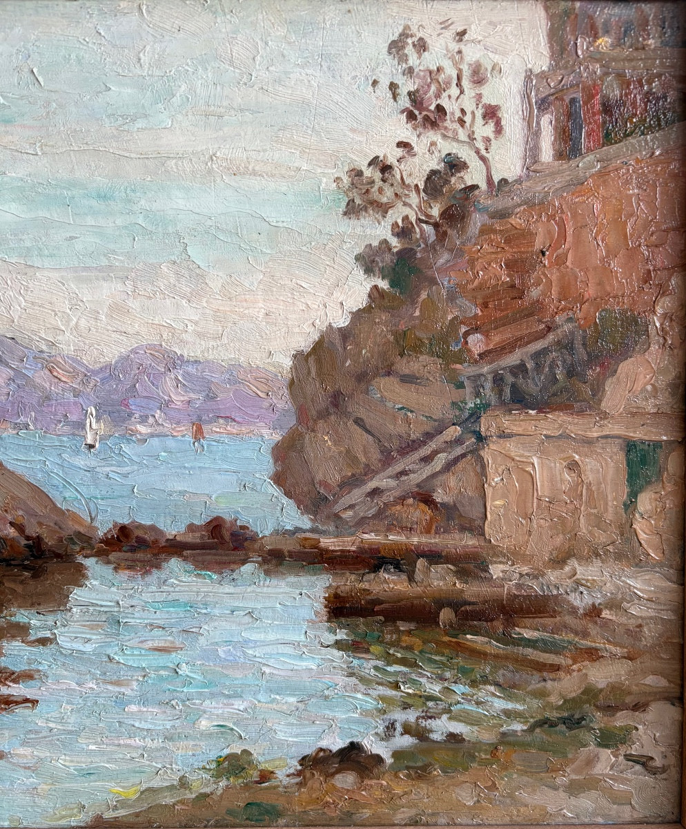 The Cornice, Oil On Wood, Early 20th Century-photo-3