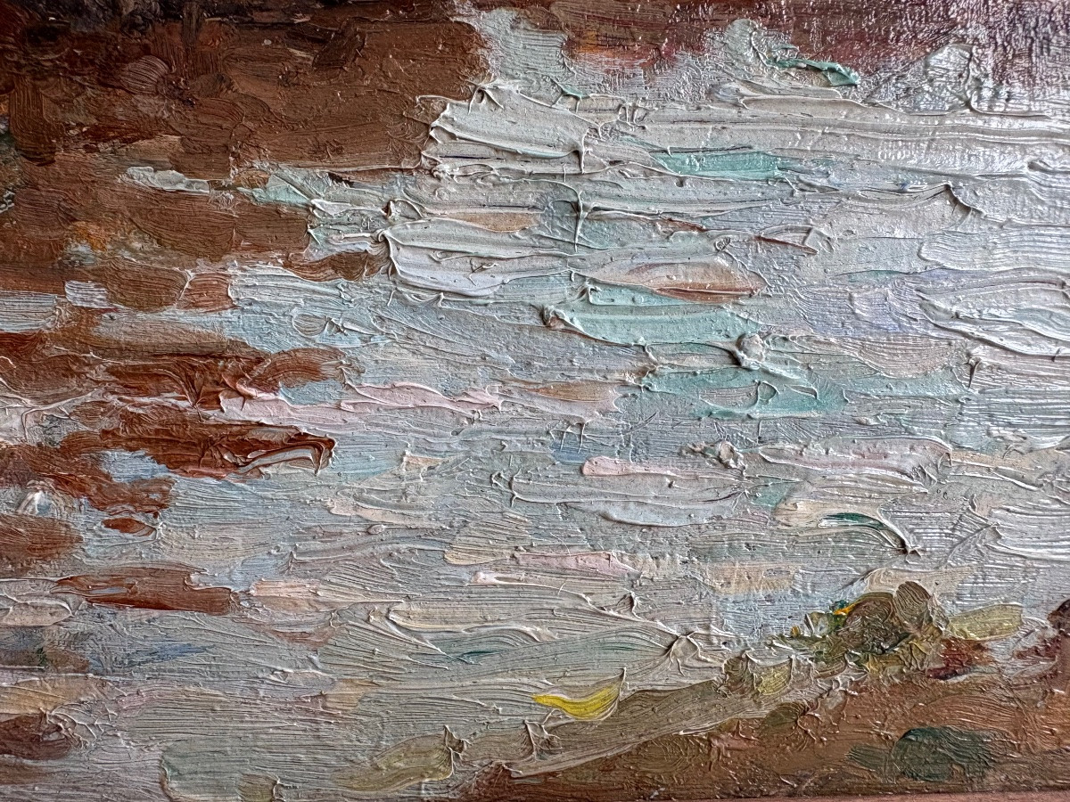 The Cornice, Oil On Wood, Early 20th Century-photo-1