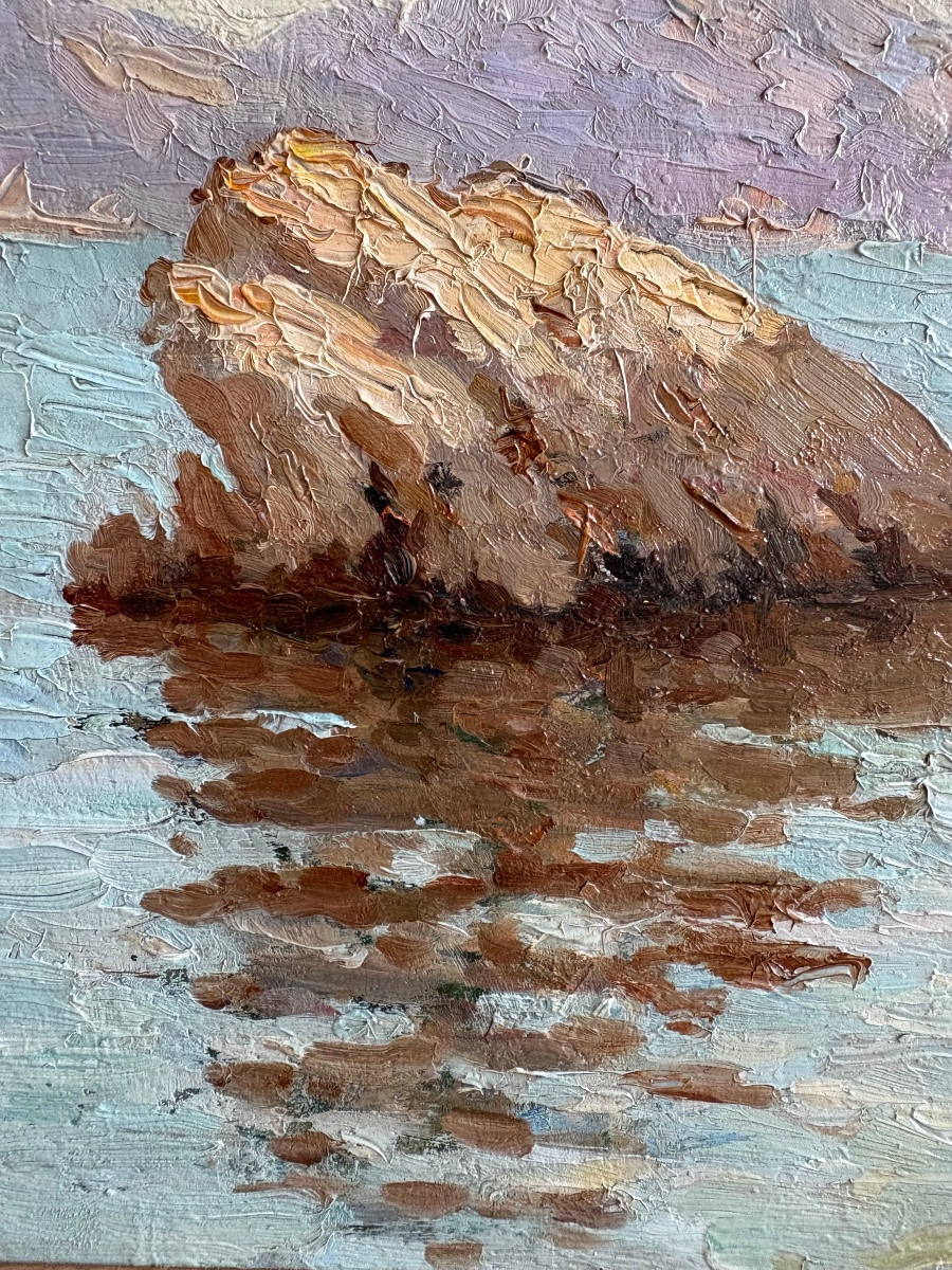 The Cornice, Oil On Wood, Early 20th Century-photo-5