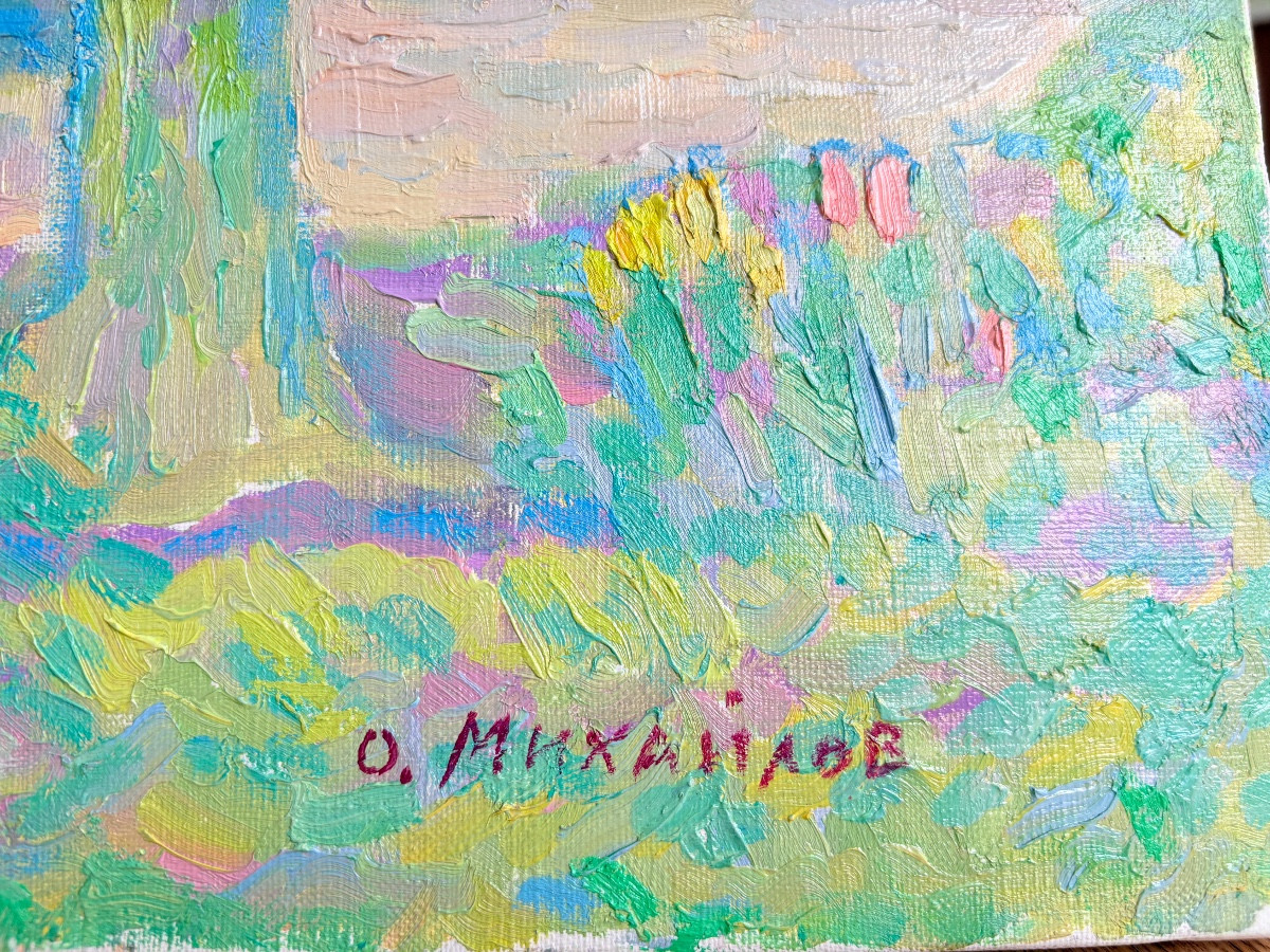 Spring In The Garden, Oil On Canvas By Oleg Mikhailov, Tangy Urban Landscape-photo-2