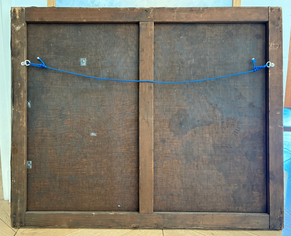 Still Life With Chrysanthemums, Oil On Canvas, Signed, 19th Century-photo-4